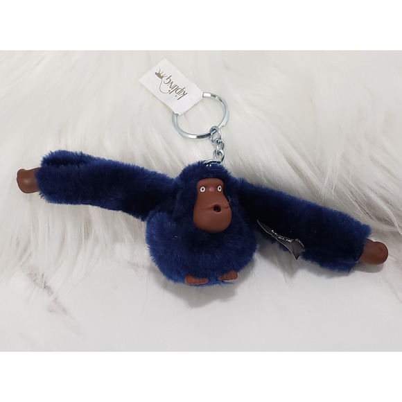 Kipling Accessories - NEW Kipling LESLIE BLUE Plush Monkey Handbag Key Chain Ring Bag Charm Ape